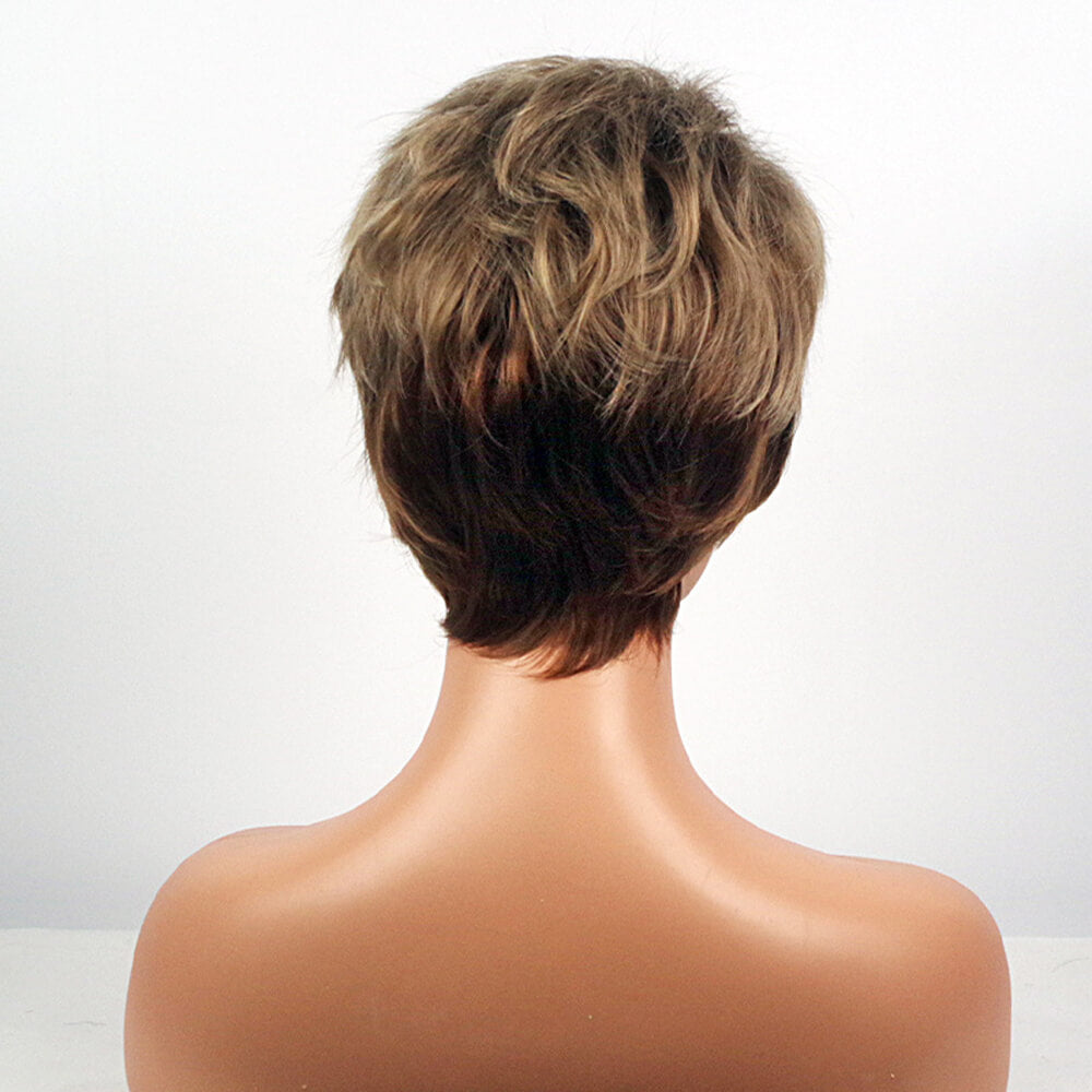 Short wigs brown hair natural curly 9.5 inch