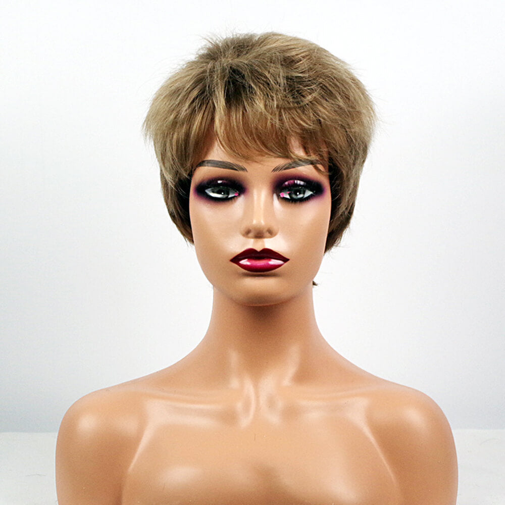 Short wigs brown hair natural curly 9.5 inch