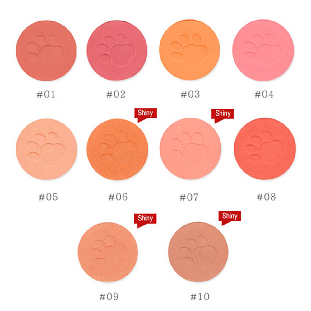 10 color blush powder blusher cute cat's paw high pigmented