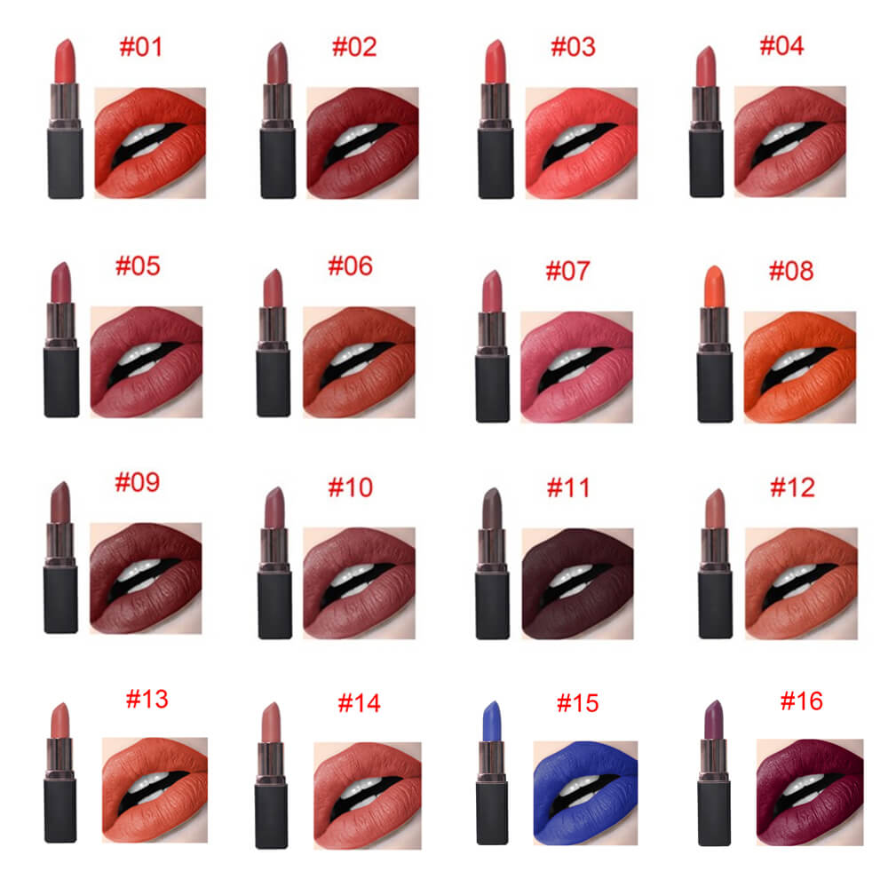 16 color lipstick matte long lasting moisturizing cream vegan