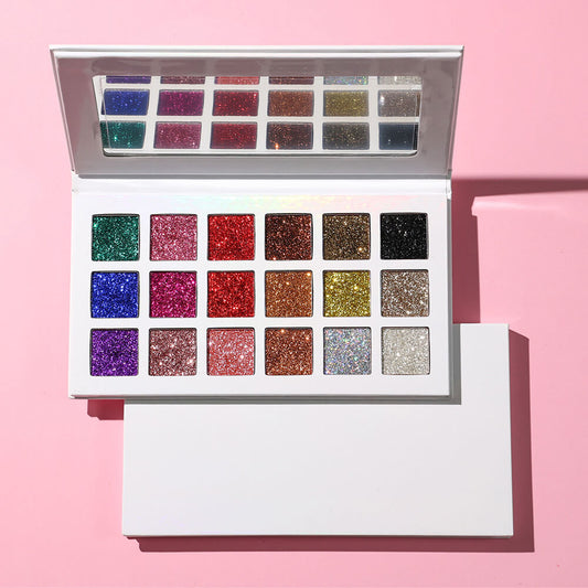 18 Color Glitter Eyeshadow Palette Shinning High Pigmented Waterproof Vegan
