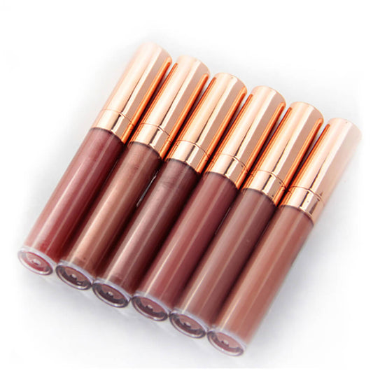 6 color lip gloss nude shimmer high pigmented gold tube
