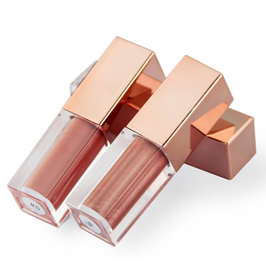 Tubo cuadrado de brillo de labios de 6 colores Nude Shimmer