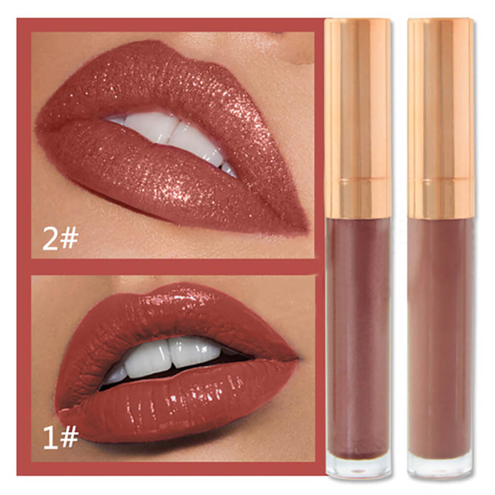 6 color lip gloss nude shimmer high pigmented gold tube
