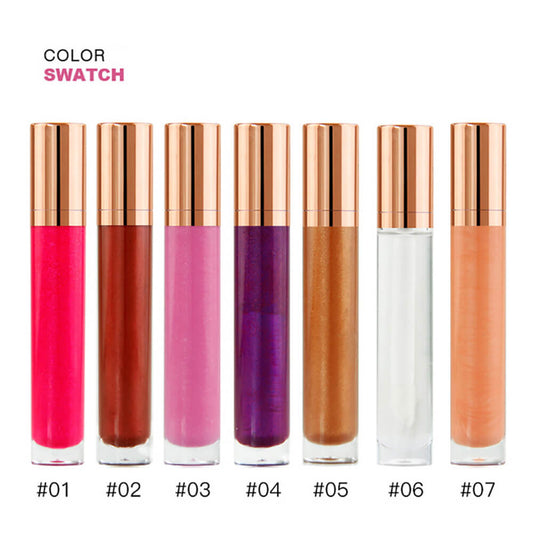 7 color lip gloss nude shimmer high pigmented gold tube