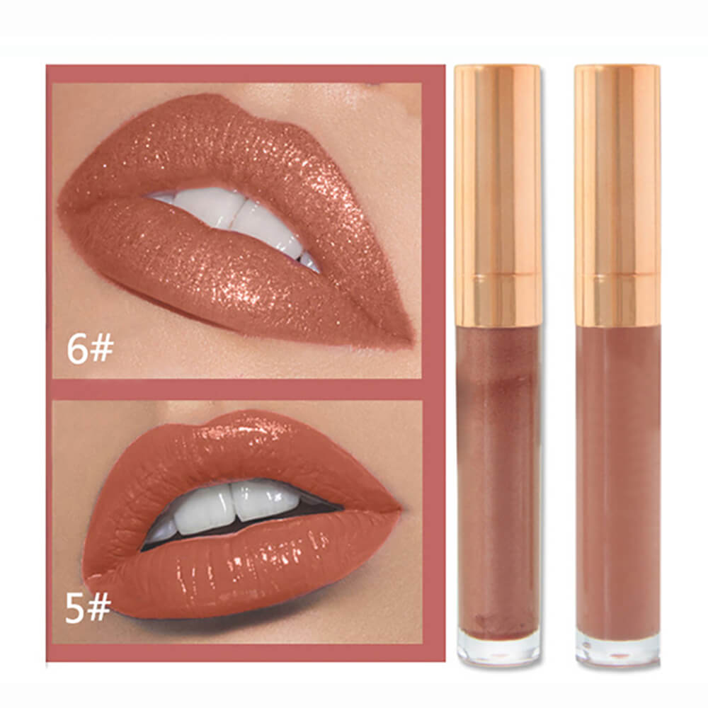 6 color lip gloss nude shimmer high pigmented gold tube