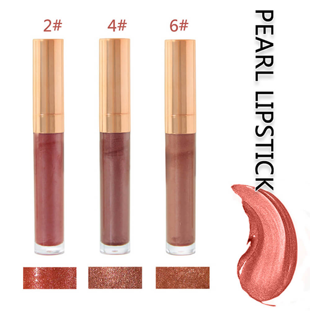 6 color lip gloss nude shimmer high pigmented gold tube