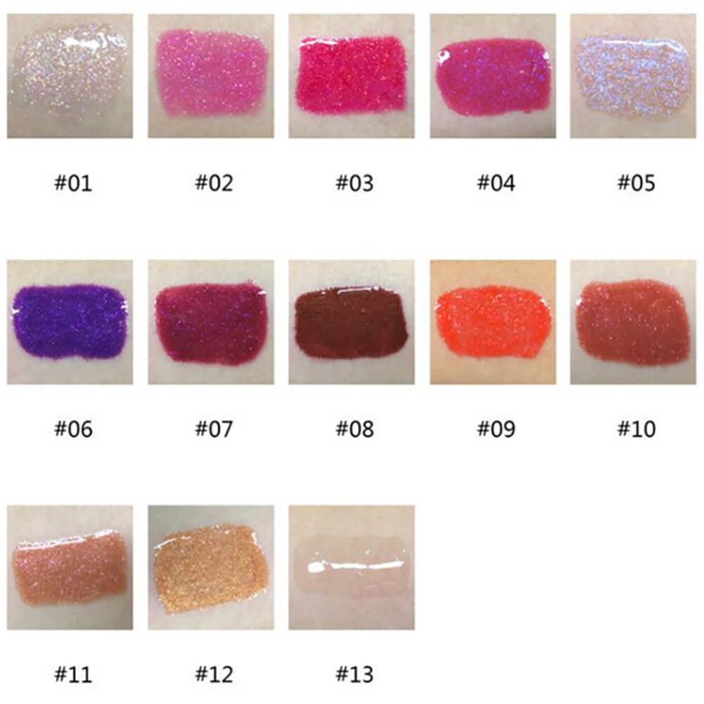 13 color lip gloss shimmer high pigmented gradient tube
