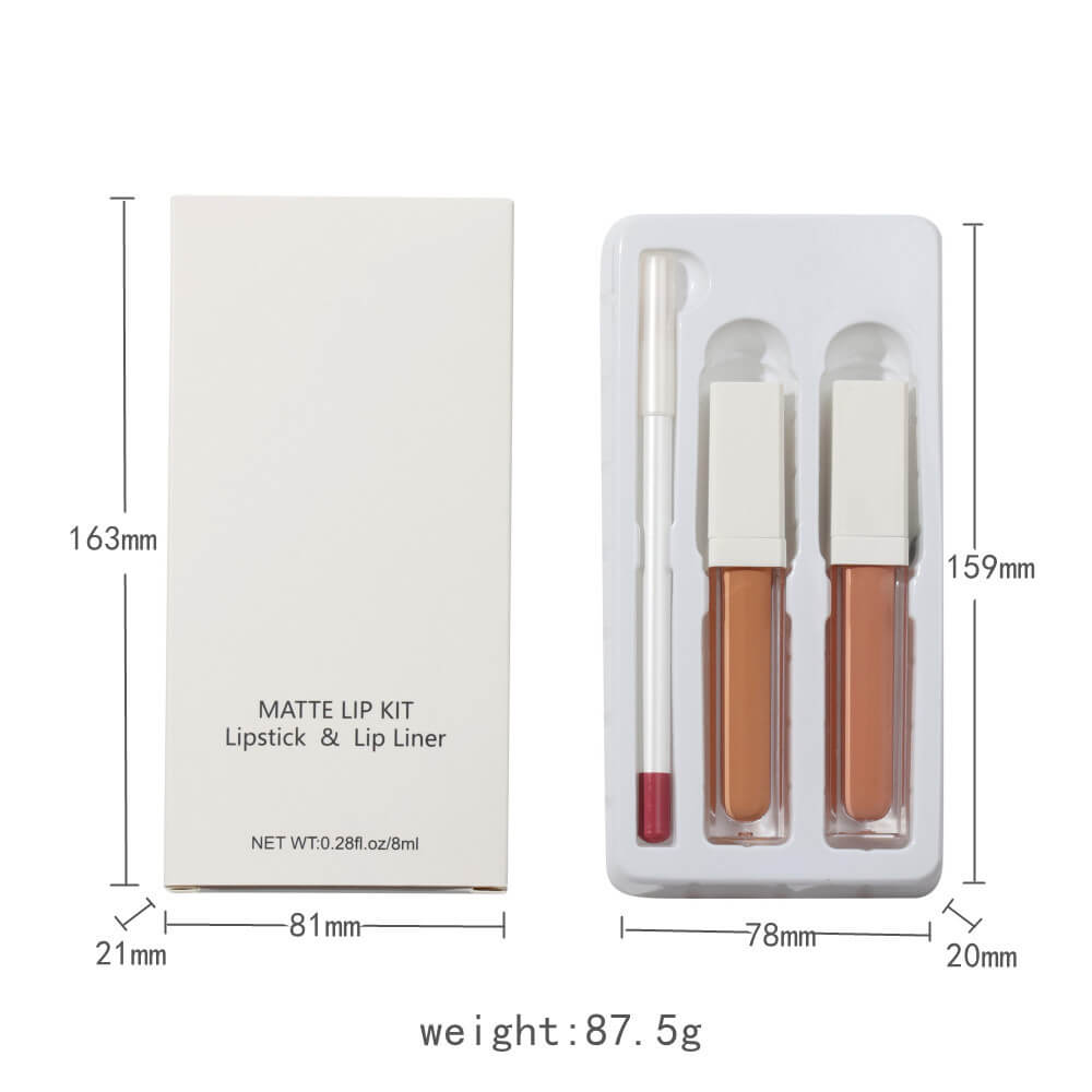 Coffret de 8 rouges à lèvres liquides 3-en-1 mats non collants haute pigmentation