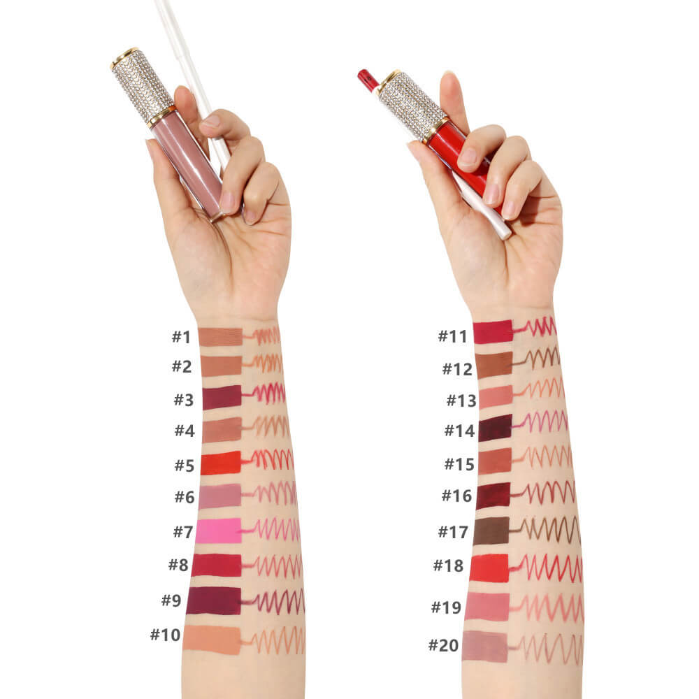 20 color matte liquid lipstick lip liner set diamond long lasting