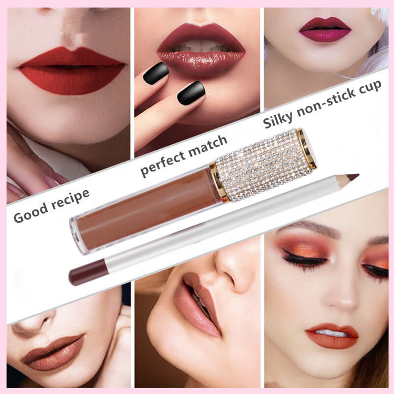 20 color matte liquid lipstick lip liner set diamond long lasting