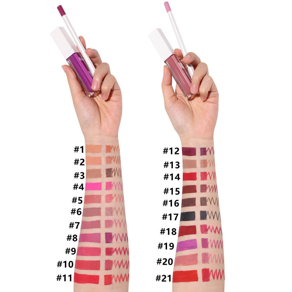 21 color liquid lipstick & lip liner set matte long lasting