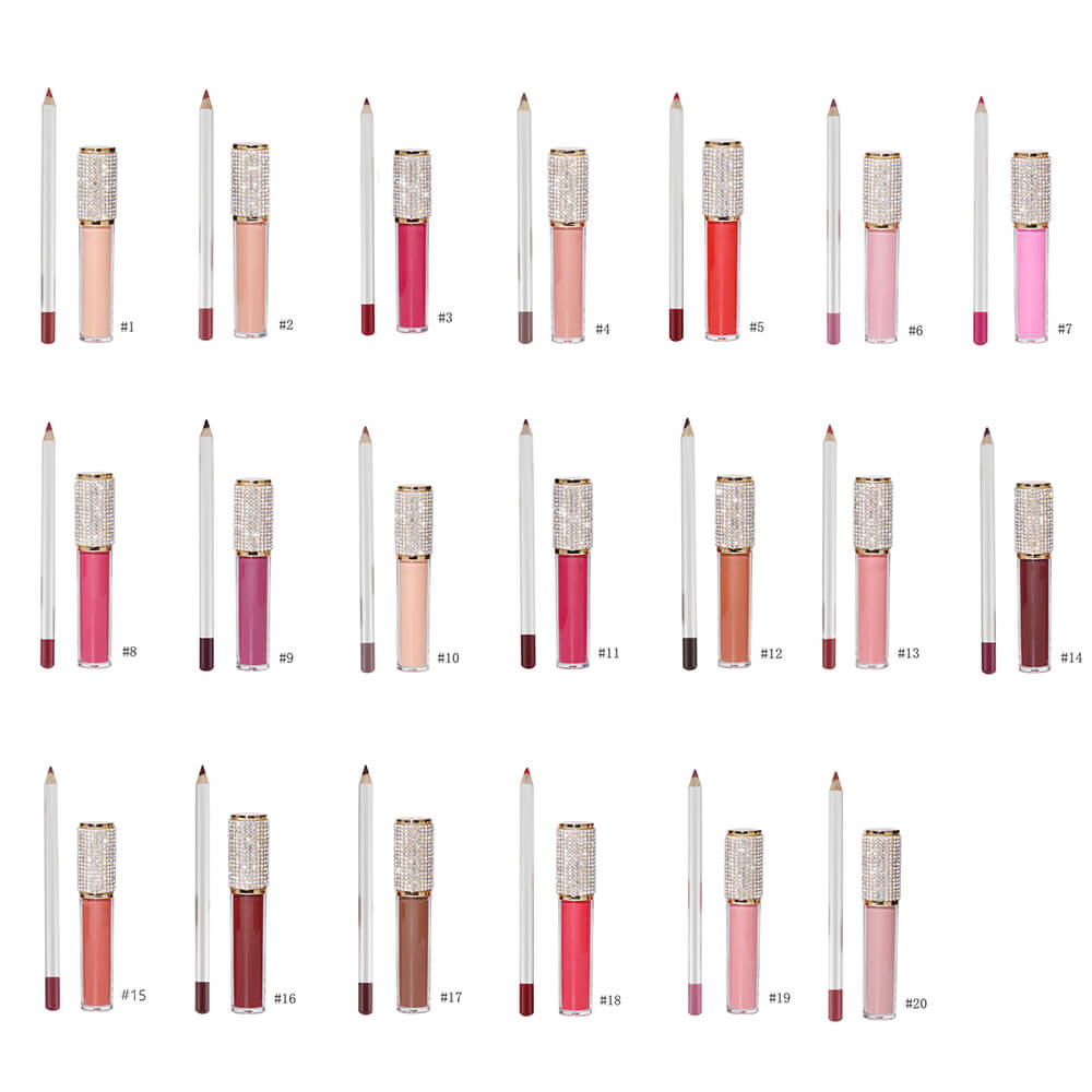 20 color matte liquid lipstick lip liner set diamond long lasting