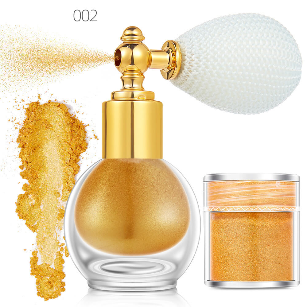 14 color highlighter powder shimmer glitter spray face body hair (1 bottle of spray + 1 refill)