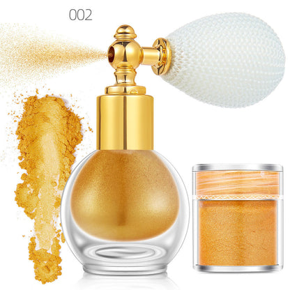 14 color highlighter powder shimmer glitter spray face body hair (1 bottle of spray + 1 refill)