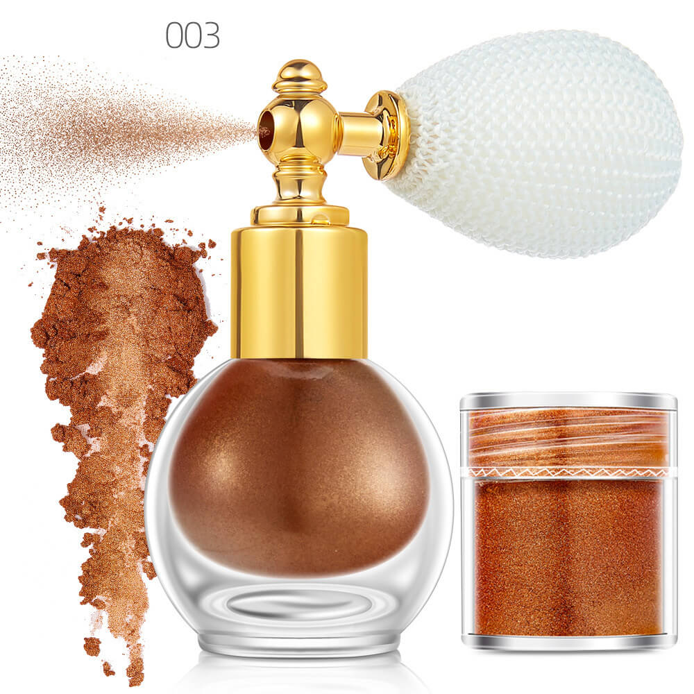 14 color highlighter powder shimmer glitter spray face body hair (1 bottle of spray + 1 refill)