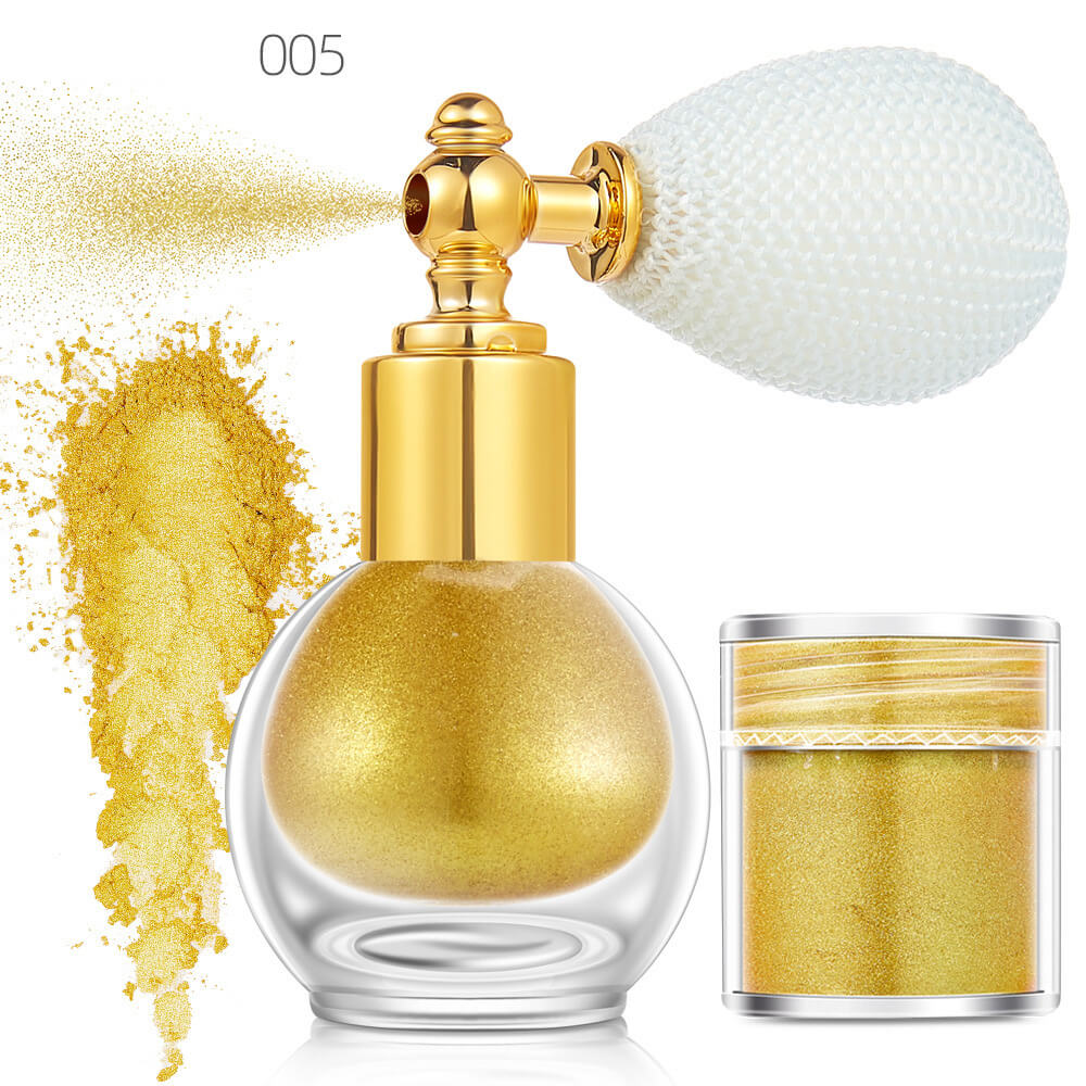 14 color highlighter powder shimmer glitter spray face body hair (1 bottle of spray + 1 refill)