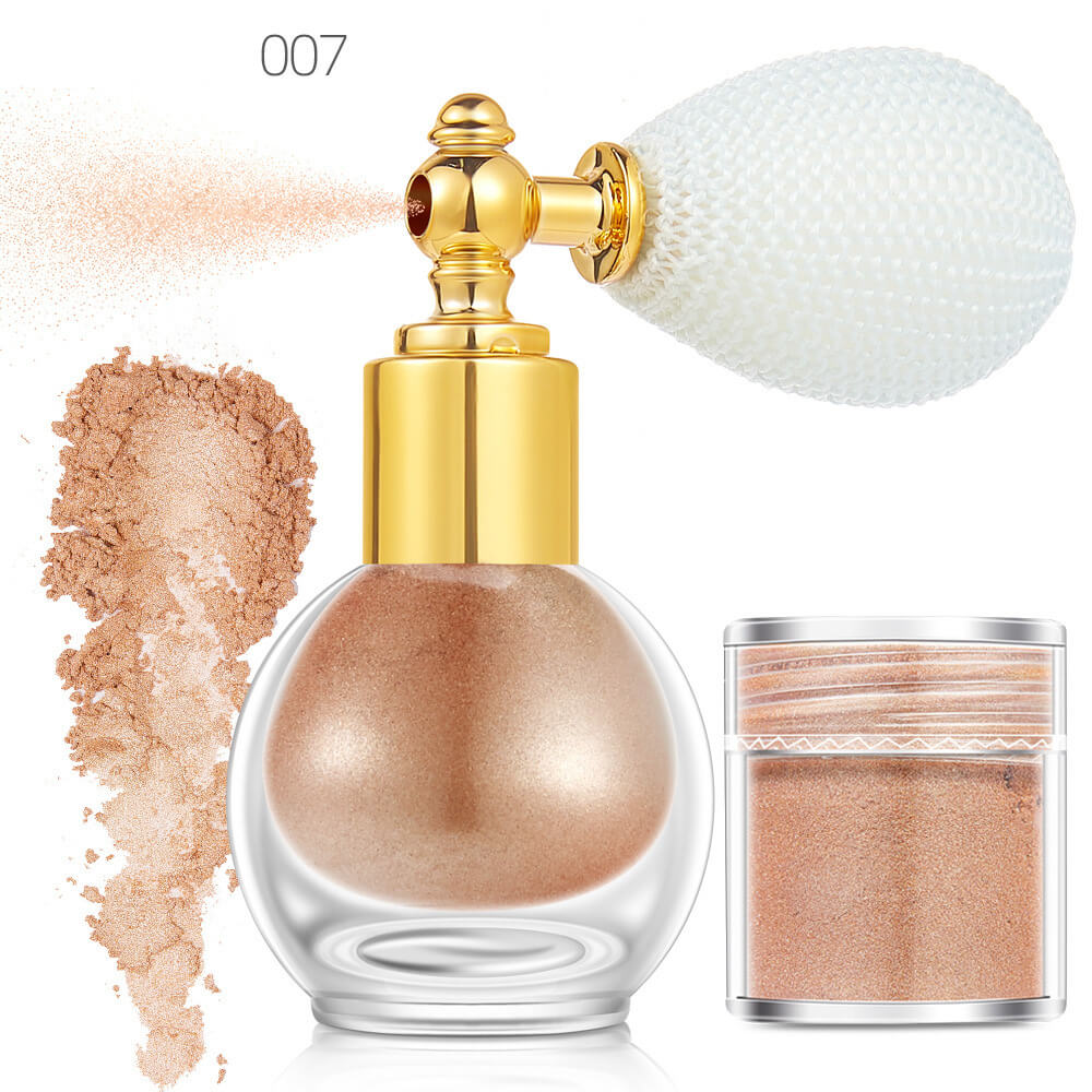 14 color highlighter powder shimmer glitter spray face body hair (1 bottle of spray + 1 refill)