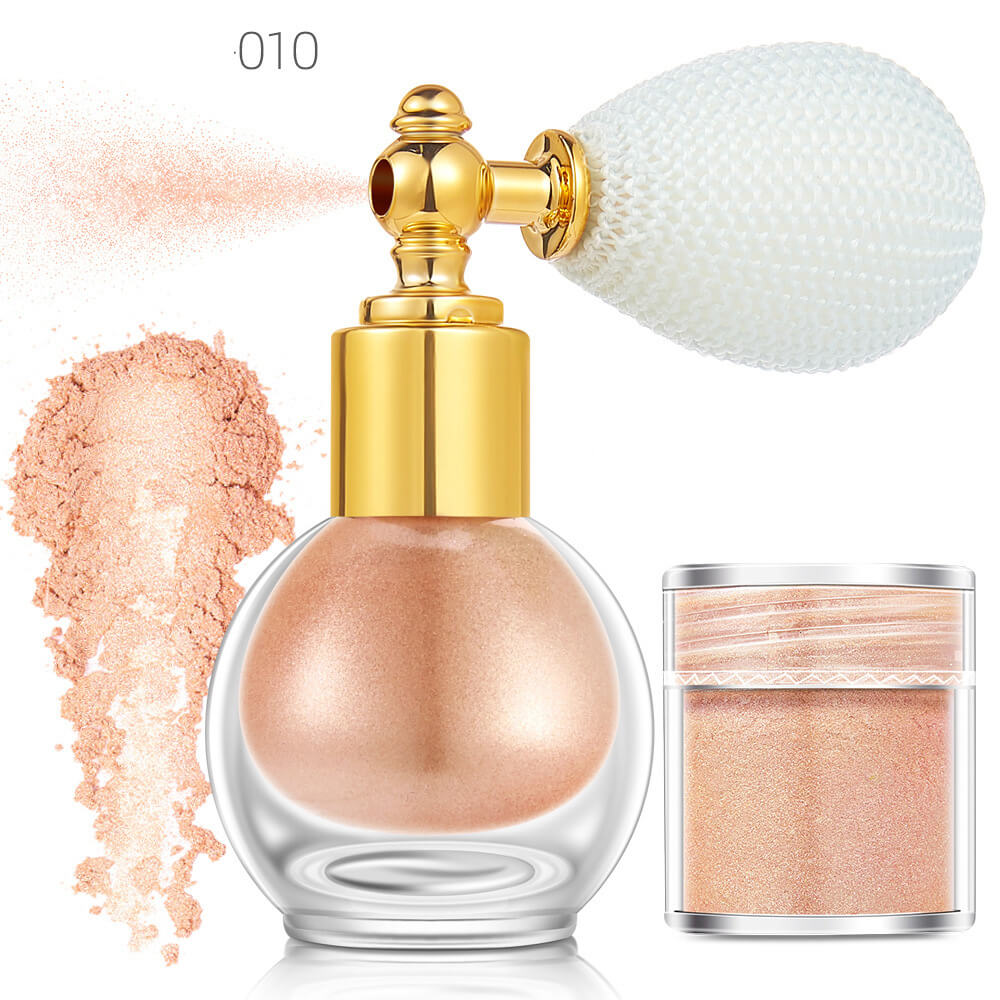 14 color highlighter powder shimmer glitter spray face body hair (1 bottle of spray + 1 refill)