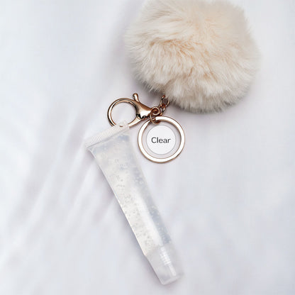 13 Color Fruity Lip Gloss Pompom Keychain Vegan Lipgloss 15ml Private Label