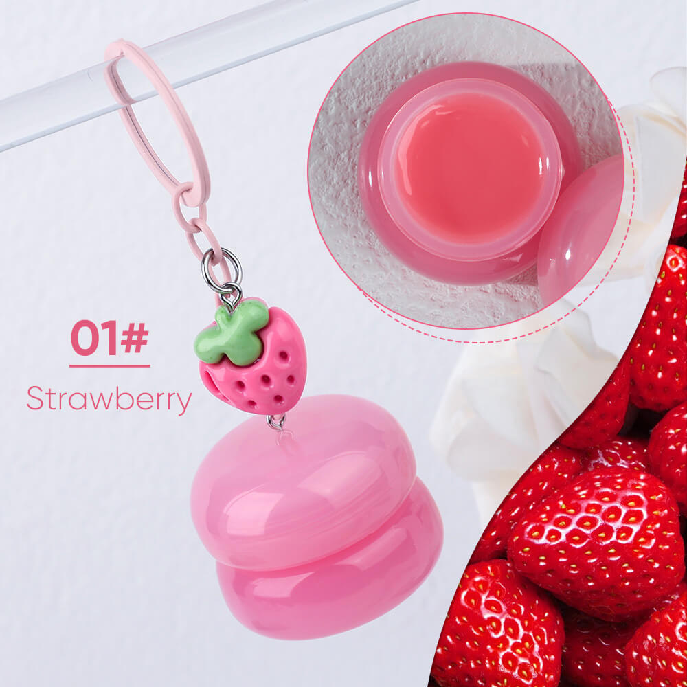5 Flavors Cute Lip Mask Jar Charm Keychain Lip Cream Moisturizing Fruit Lip Care