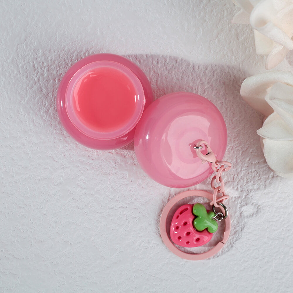 5 Flavors Cute Lip Mask Jar Charm Keychain Lip Cream Moisturizing Fruit Lip Care