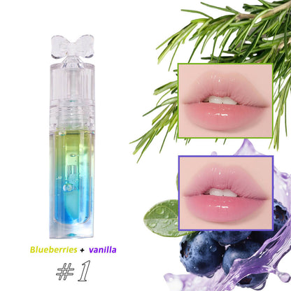 5-Color Plumping Lip Oil Dual-Tone Botanical Fruit Lip Gloss Color-Changing