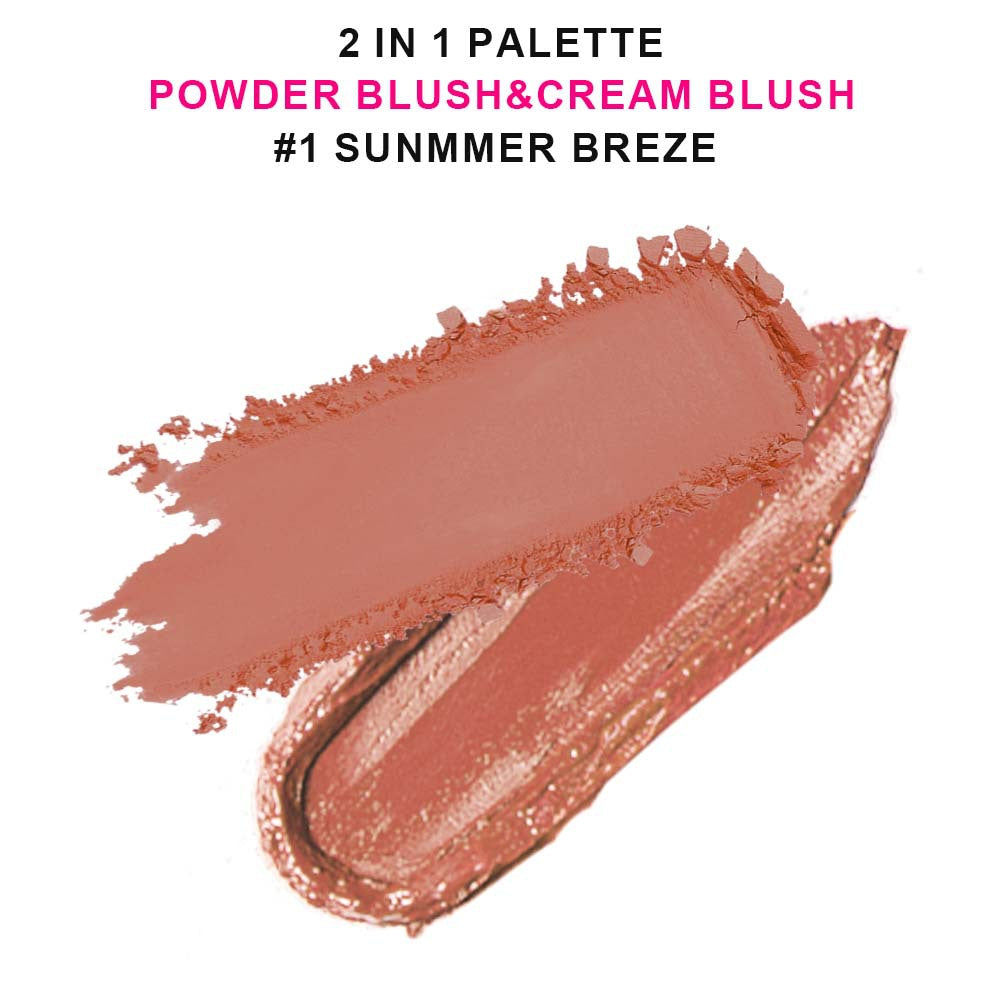 6-Color 2-in-1 Blusher Cream Blush Palette Long-Lasting High Pigment Waterproof