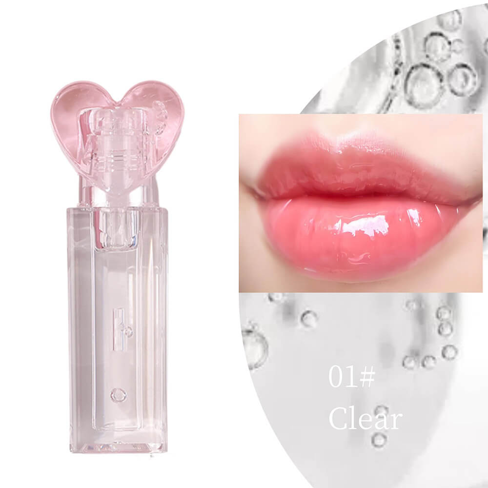 10-Color Fruit Lip Oil Clear Plumping Lip Gloss Moisturizing Heart-Shaped