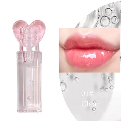 10-Color Fruit Lip Oil Clear Plumping Lip Gloss Moisturizing Heart-Shaped
