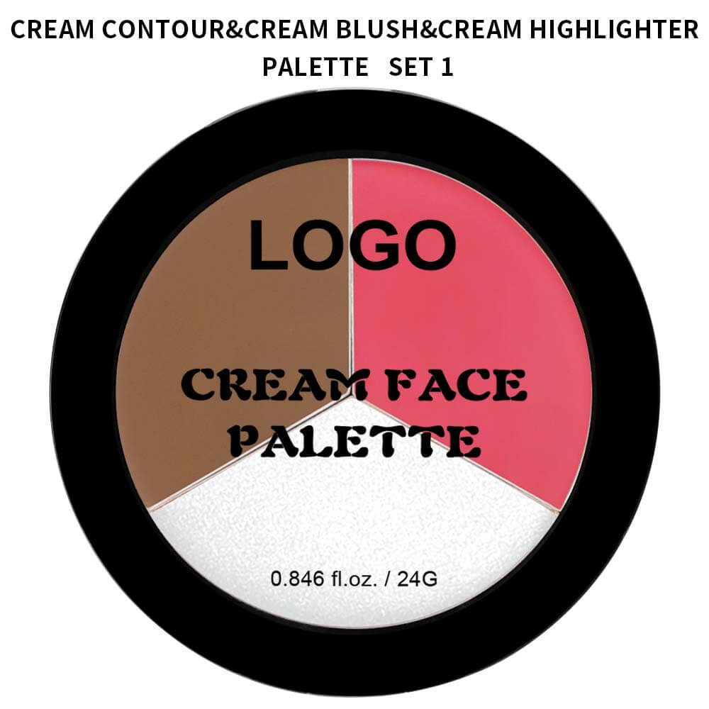 3-in-1 Multi-Shade Palette Highlighter & Contour & Blush Long-Lasting High Pigment