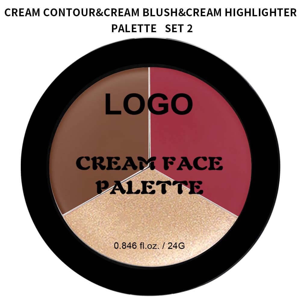 3-in-1 Multi-Shade Palette Highlighter & Contour & Blush Long-Lasting High Pigment