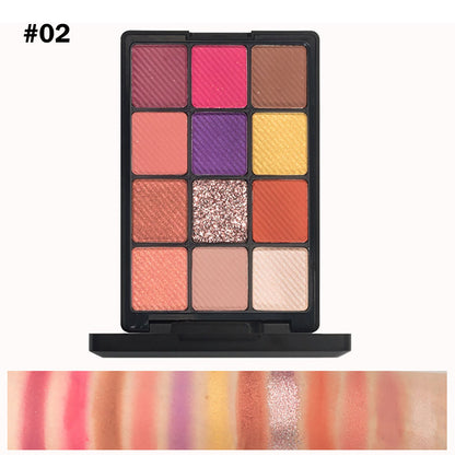 Palette de 12 fards à paupières mats, hautement pigmentés, pour toutes les carnations 
