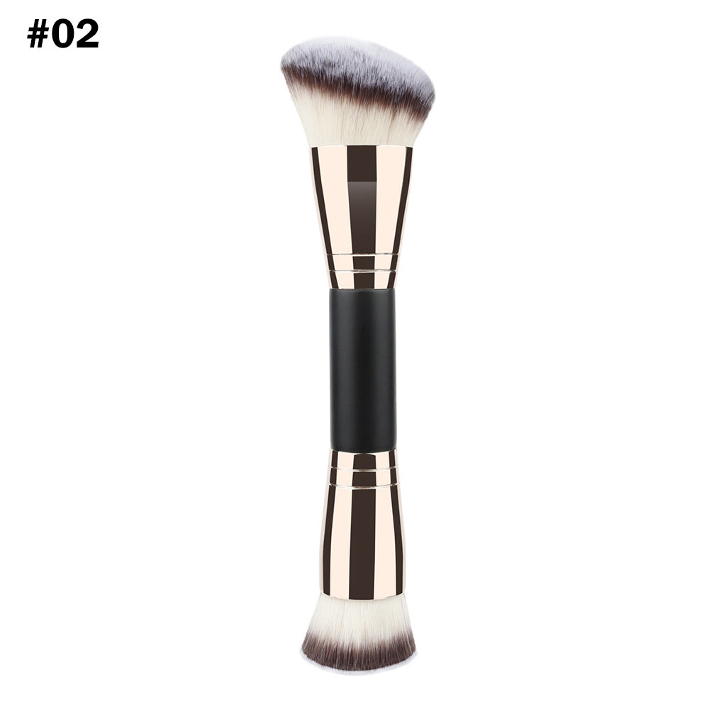 10-Color Double-Ended Makeup Brushes Soft Loose Powder Contour Flat Foundation Brush