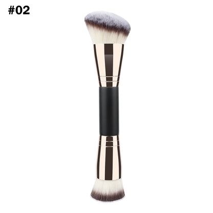10-Color Double-Ended Makeup Brushes Soft Loose Powder Contour Flat Foundation Brush