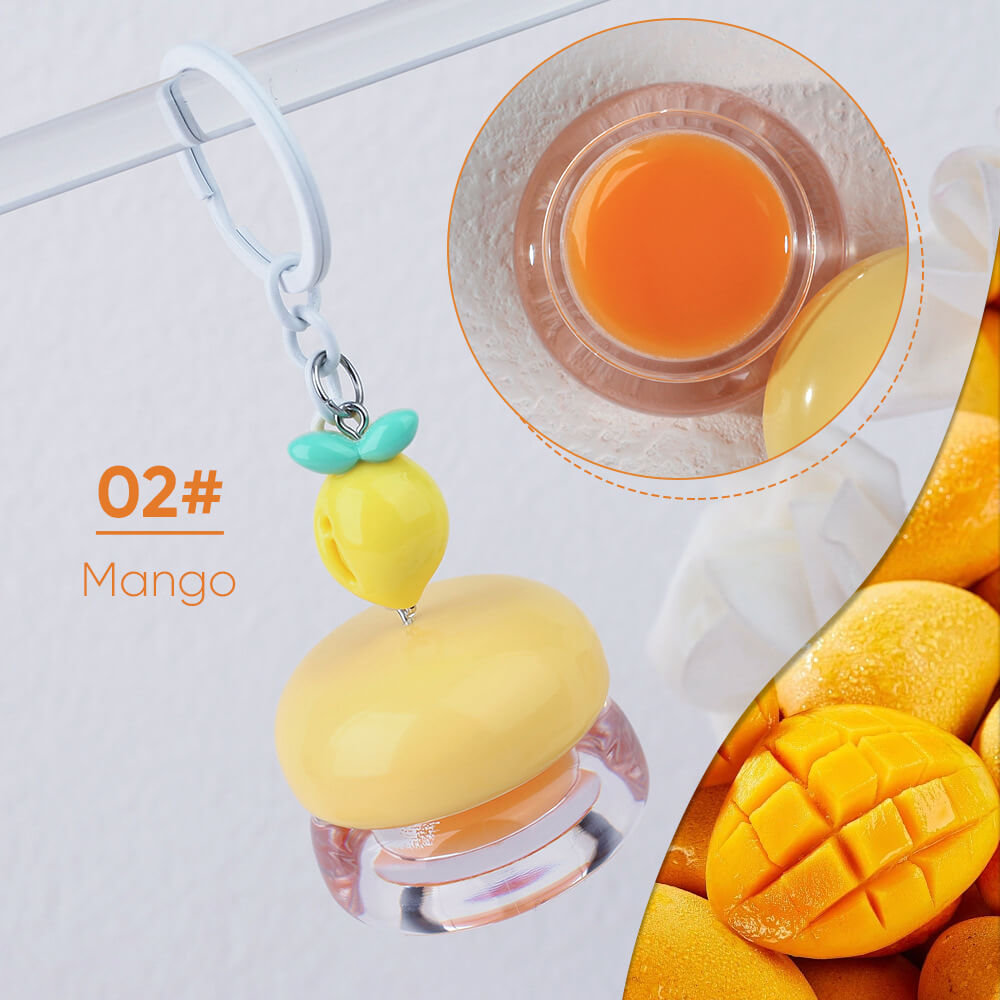5 Flavors Cute Lip Mask Jar Charm Keychain Lip Cream Moisturizing Fruit Lip Care