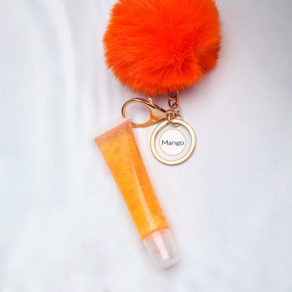 13 Color Fruity Lip Gloss Pompom Keychain Vegan Lipgloss 15ml Private Label