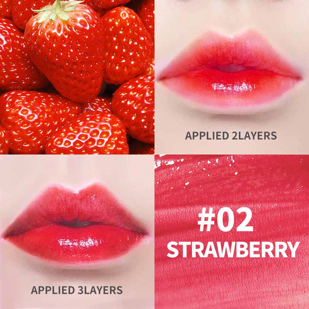 4-color Fruit Juice Lip Stain Jelly Lip and Cheek Tint Moisturizing Natural