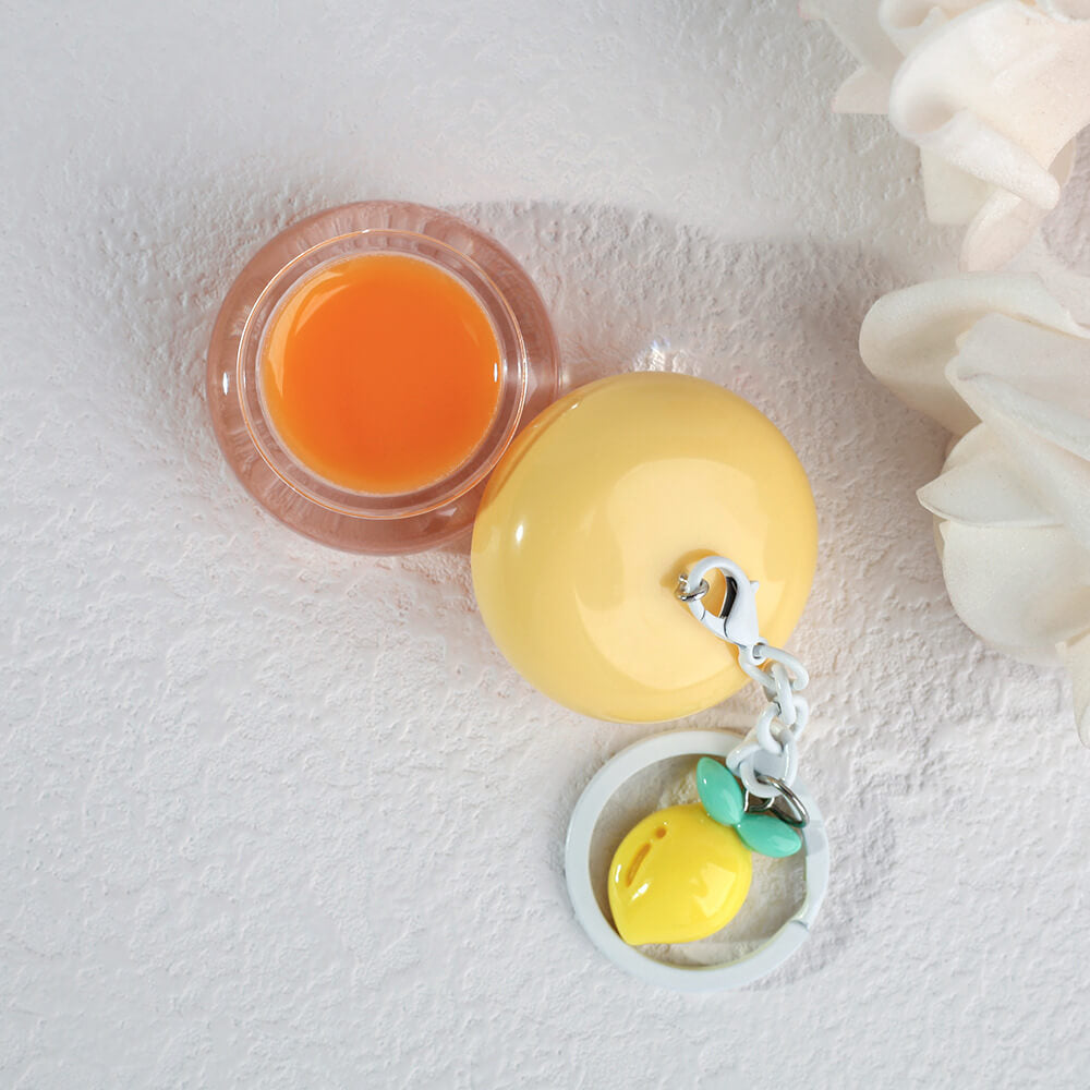 5 Flavors Cute Lip Mask Jar Charm Keychain Lip Cream Moisturizing Fruit Lip Care