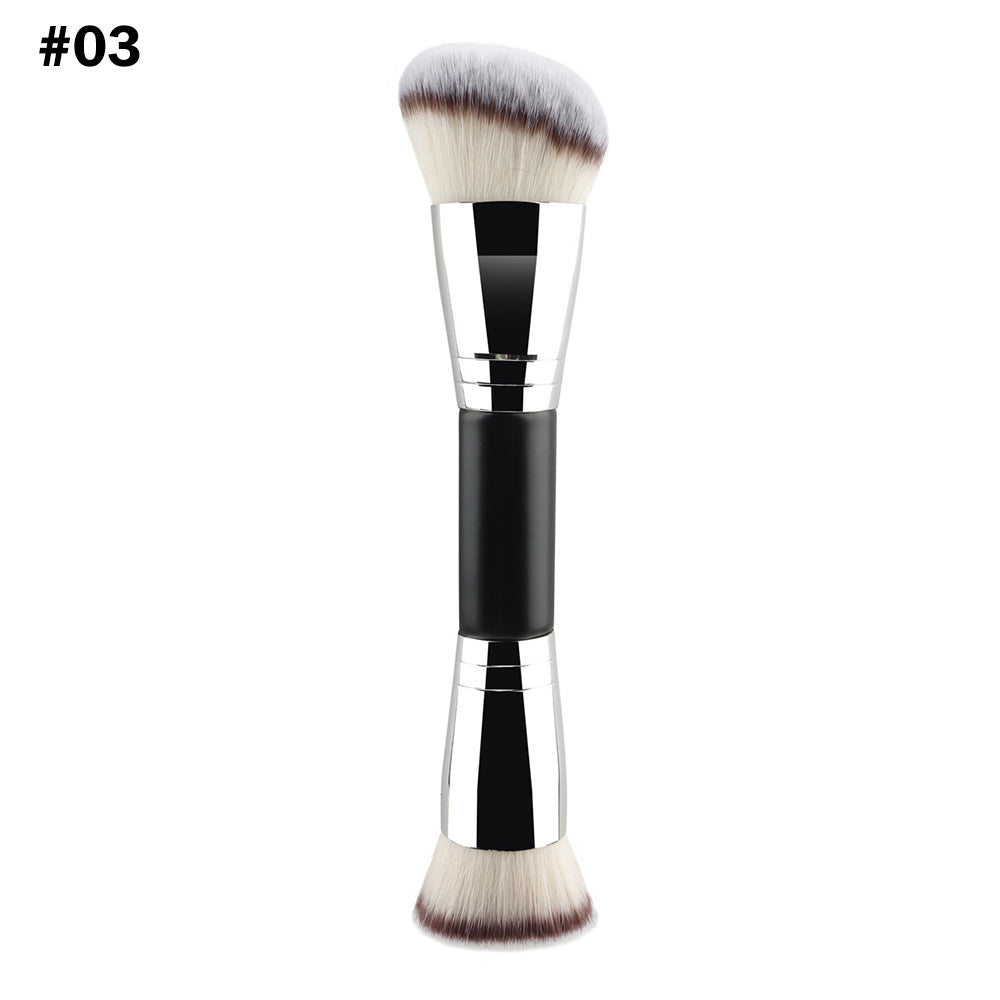 10-Color Double-Ended Makeup Brushes Soft Loose Powder Contour Flat Foundation Brush