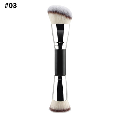 10-Color Double-Ended Makeup Brushes Soft Loose Powder Contour Flat Foundation Brush