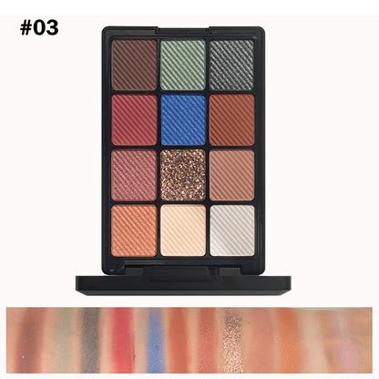 Palette de 12 fards à paupières mats, hautement pigmentés, pour toutes les carnations 