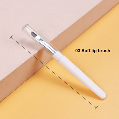 White makeup brush silicone lip eyebrow eyeliner brushes portable