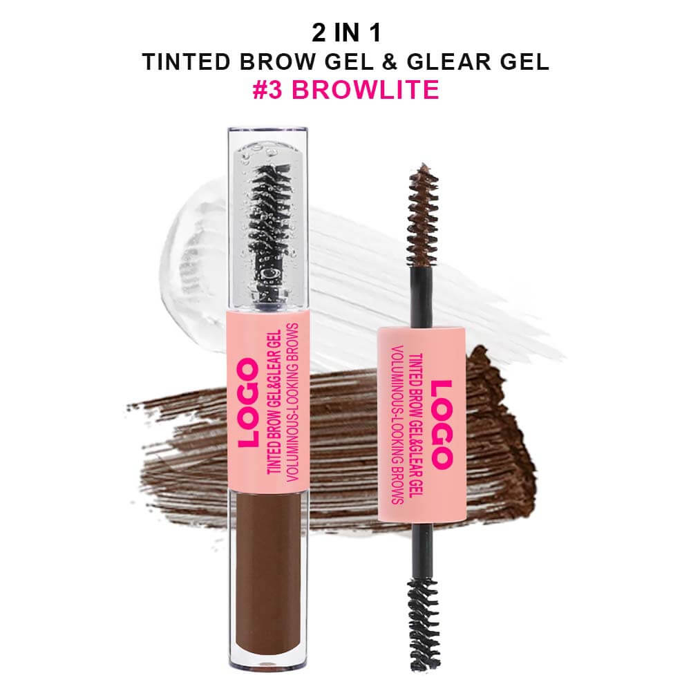 4-Color 2-in-1 Transparent Brow Gel Waterproof Long-Lasting Brow Mascara