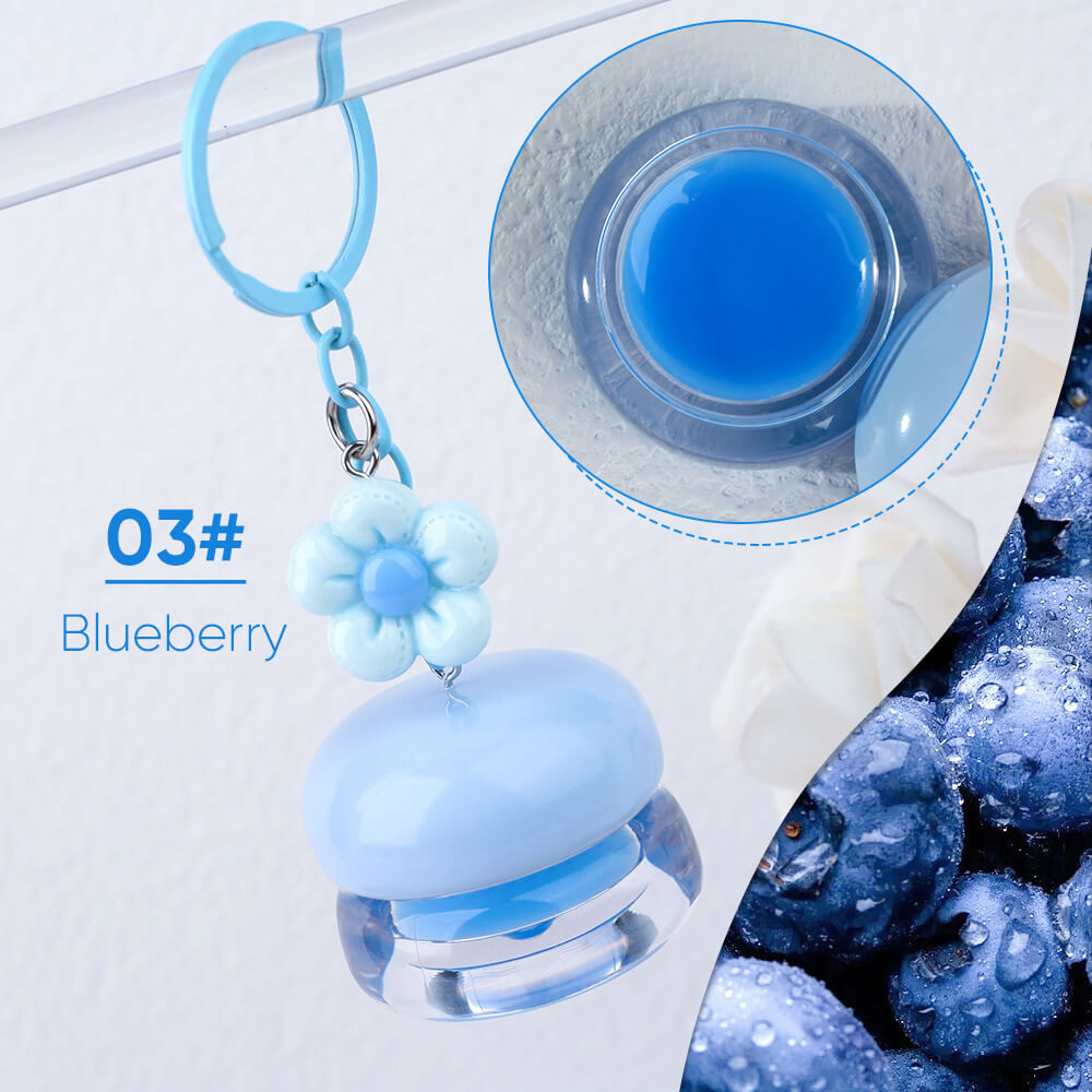 5 Flavors Cute Lip Mask Jar Charm Keychain Lip Cream Moisturizing Fruit Lip Care