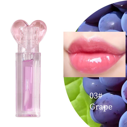 10-Color Fruit Lip Oil Clear Plumping Lip Gloss Moisturizing Heart-Shaped