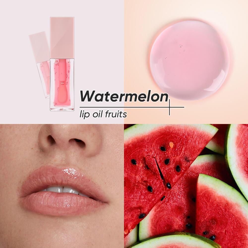 8-Color Lip Oil Plumping Fruit Flavor Lip Gloss Moisturizing Nourishing Vegan