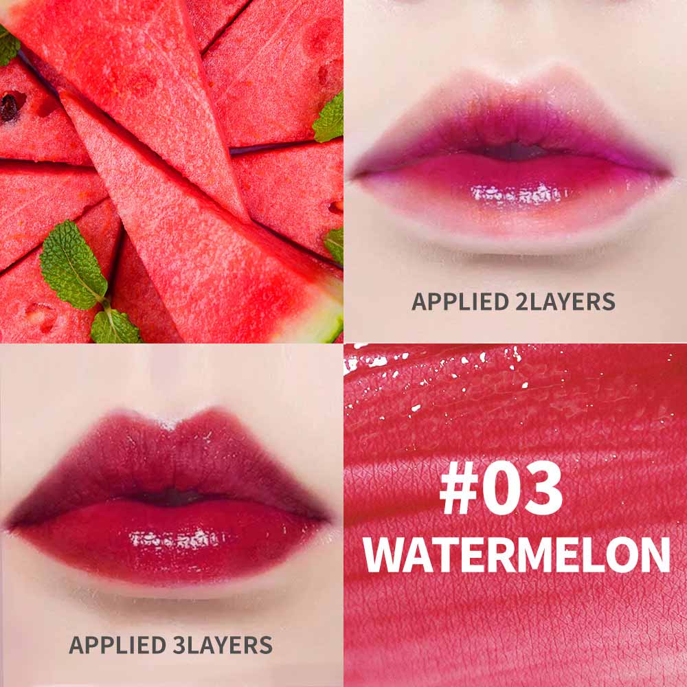 4-color Fruit Juice Lip Stain Jelly Lip and Cheek Tint Moisturizing Natural