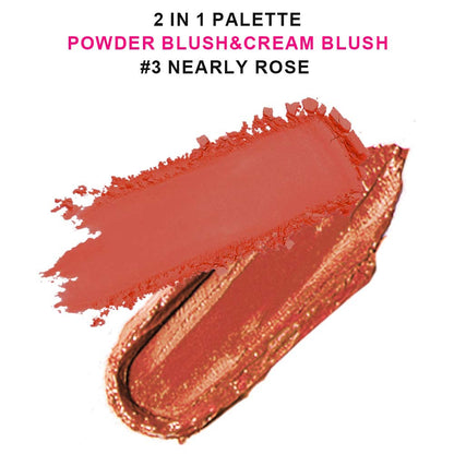6-Color 2-in-1 Blusher Cream Blush Palette Long-Lasting High Pigment Waterproof