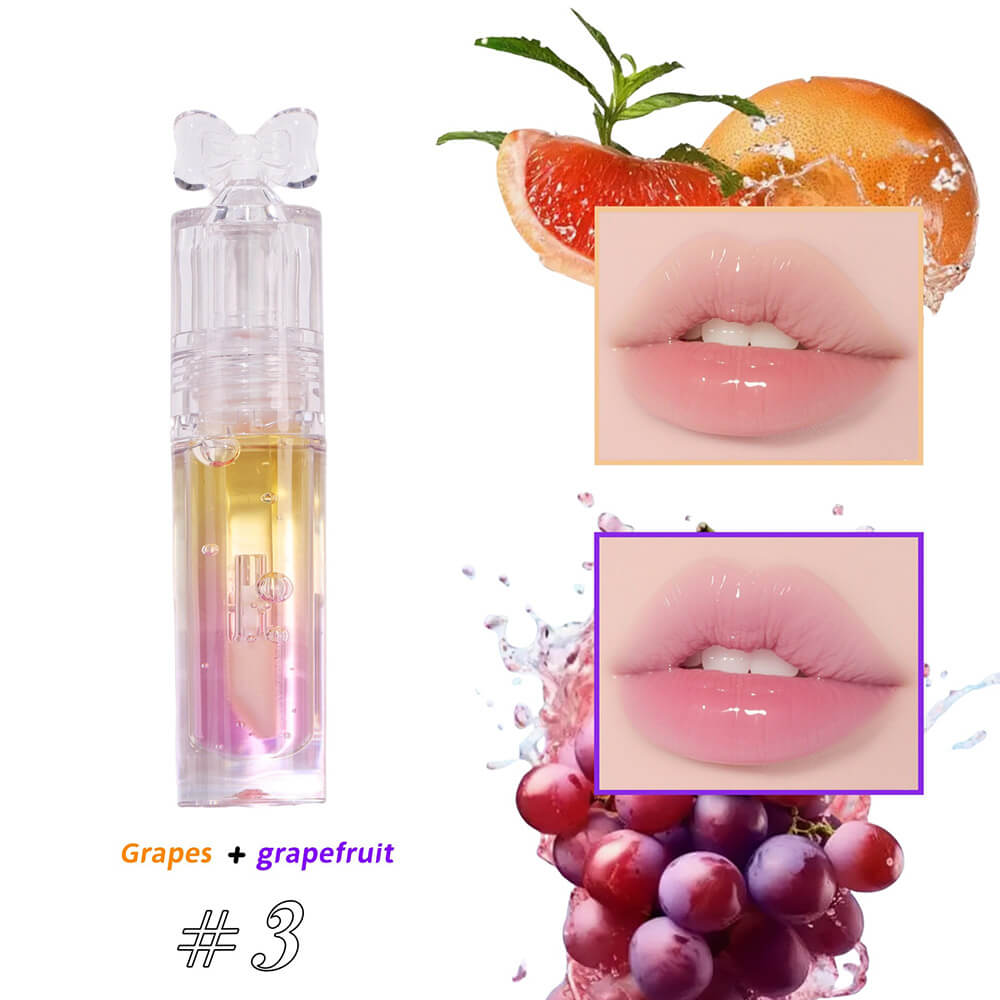 5-Color Plumping Lip Oil Dual-Tone Botanical Fruit Lip Gloss Color-Changing